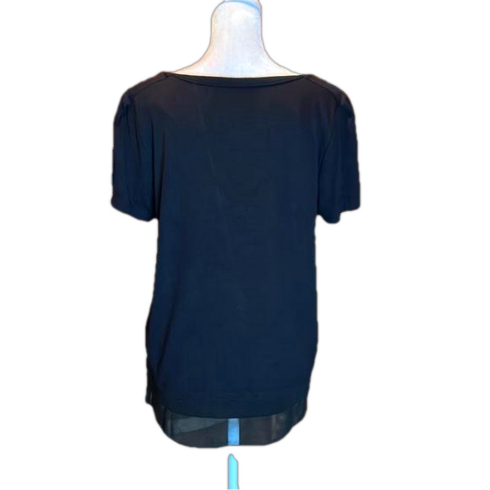 WHITE HOUSE BLACK MARKET WHBM Classy Black w/ Bling Blouse Size M - Picture 3 of 10